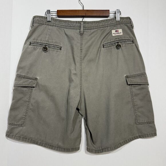 VTG Polo Ralph Lauren Shorts Mens Size 36 Olive Drab Green Cargo Hiking Outdoors - Picture 2 of 11